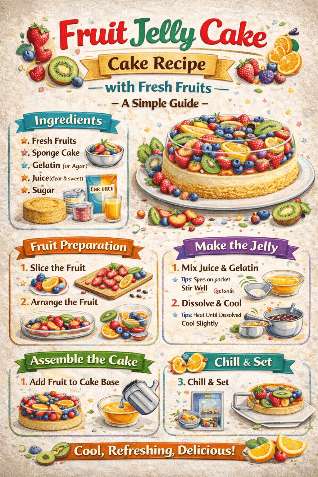 Fruit Jelly Cake Recipe with Fresh Fruits – A Simple Guide