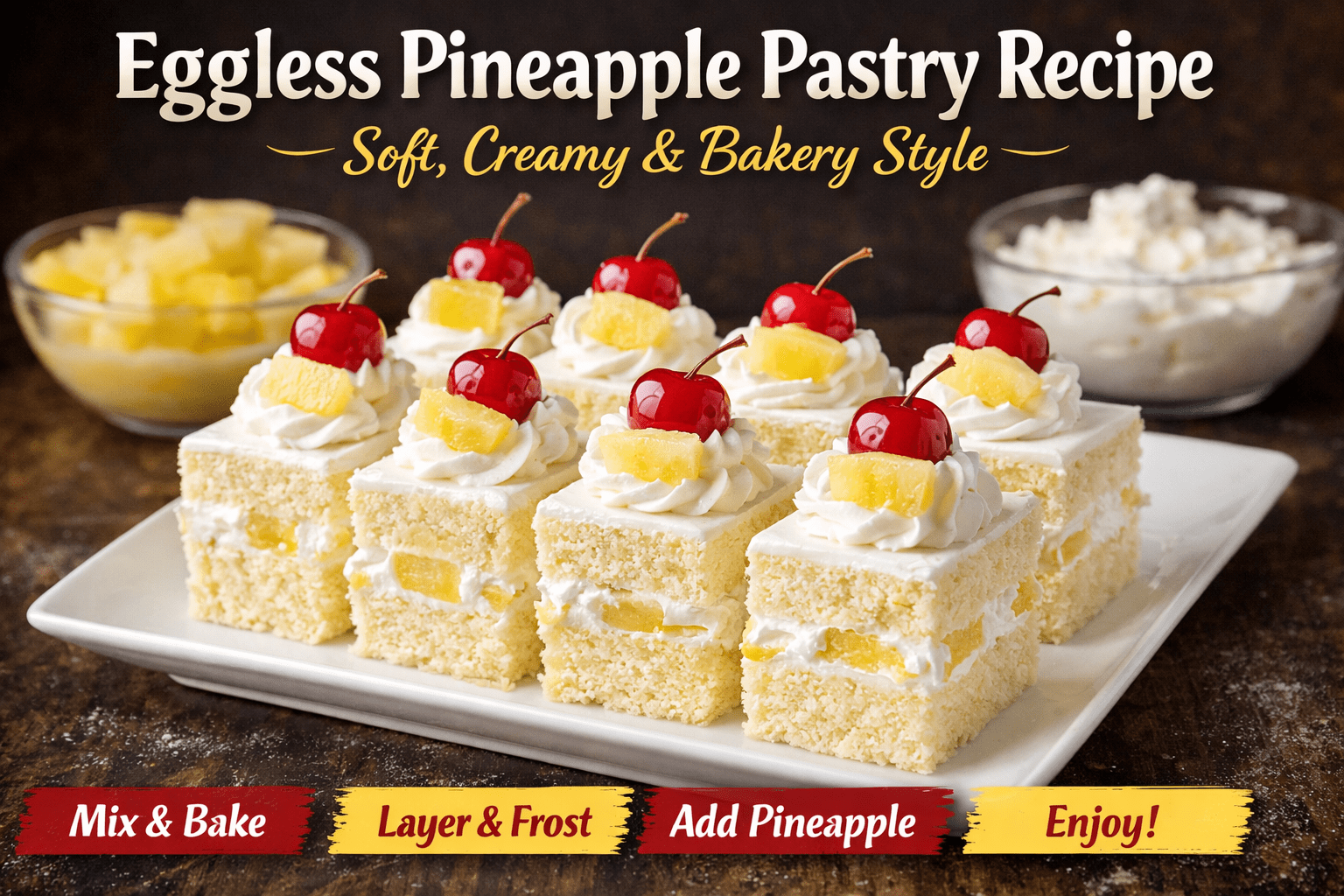 Eggless Pineapple Pastry Recipe – Step-by-Step Guide
